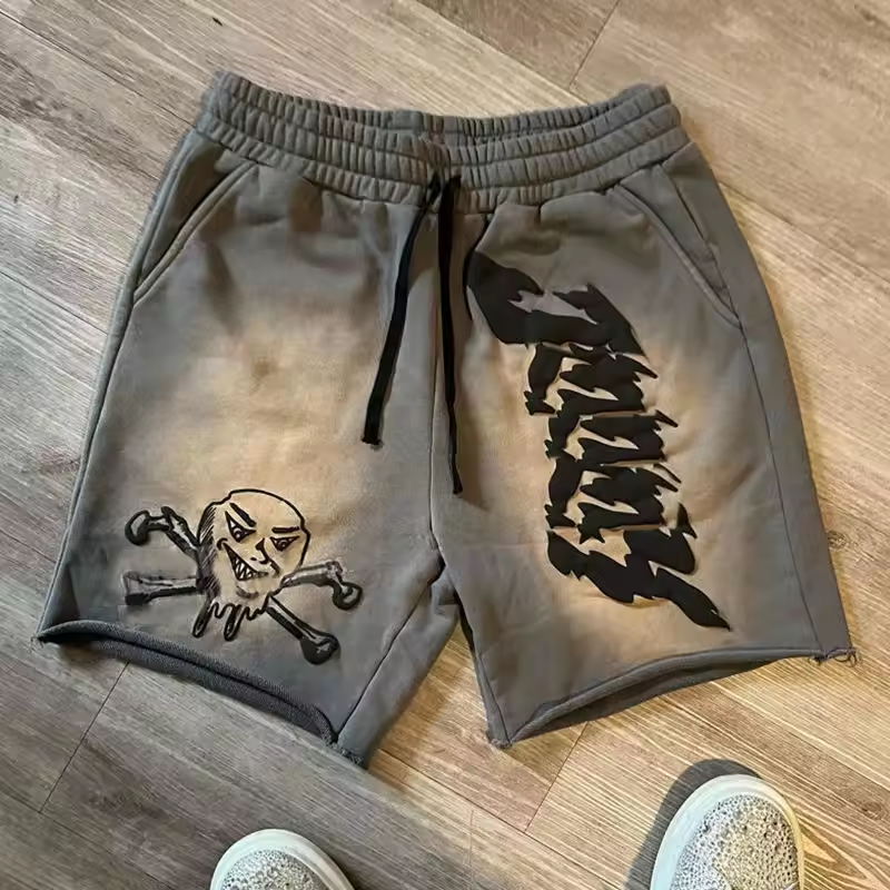 1.Custom na puff printing sun fade men shorts (3)