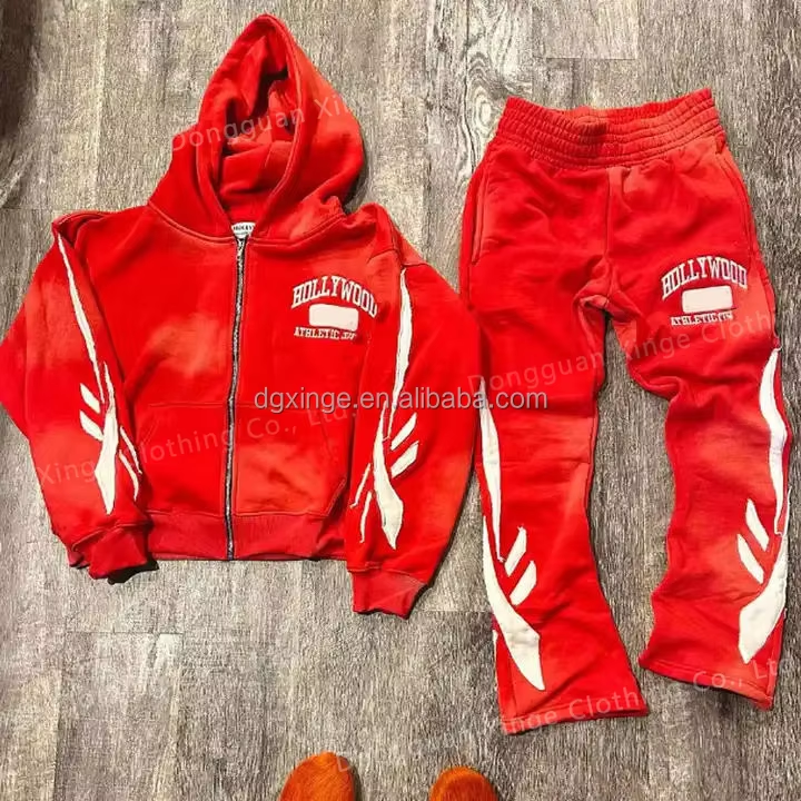 Custom Sun Faded Patch Embroidered Hoodie suit3