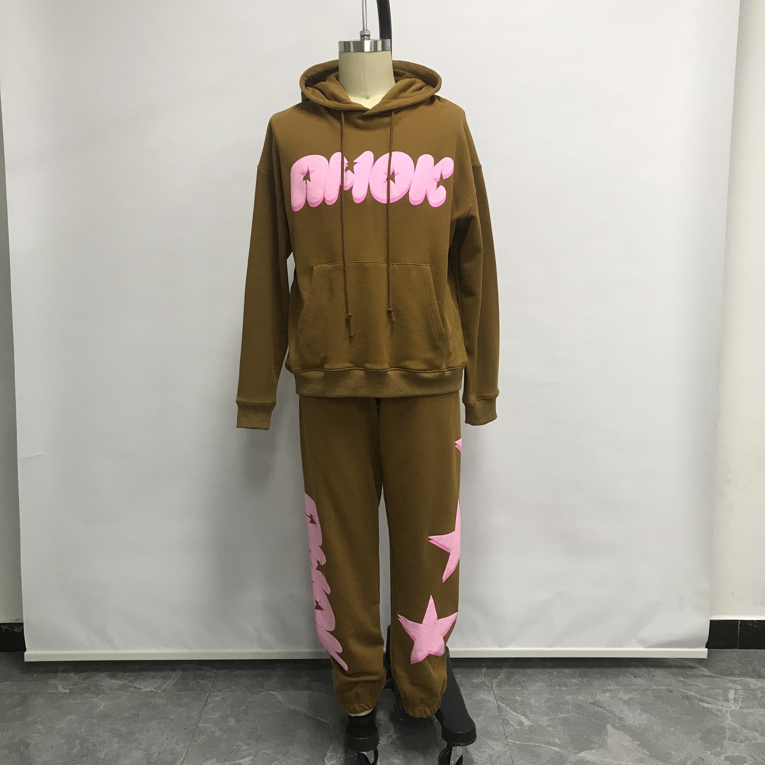 Puff Print Tracksuit Drop Shoulder Hoodie and Sweat Pants1