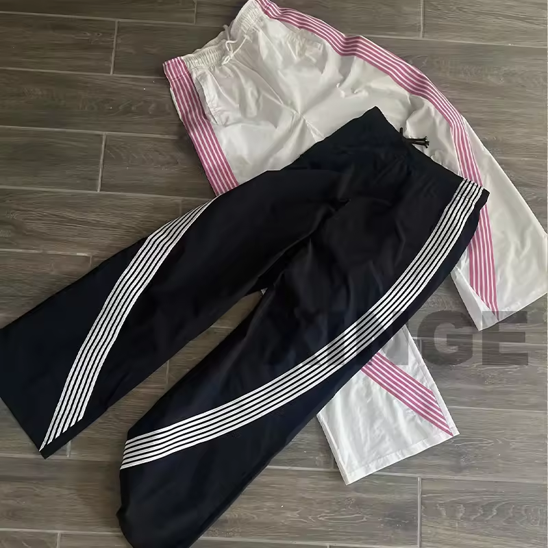 blank baggy nylon side stripe flare pants (4)